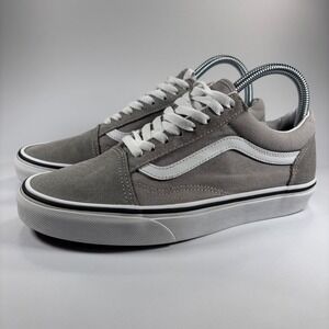 Vans Unisex Old Skool Sneakers Gray White Suede Canvas Low Top Shoes Sz W8 M6.5